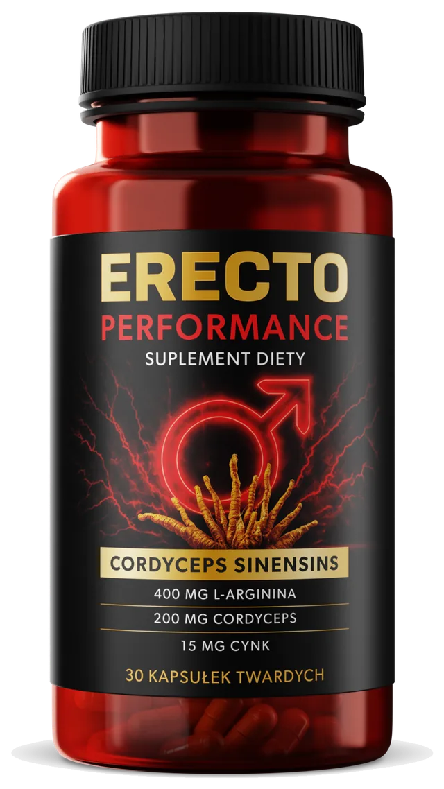 Erecto Performance – czerwony słoik, 30 kapsułek: L-arginina 400 mg, Cordyceps sinensis 200 mg, cynk 15 mg