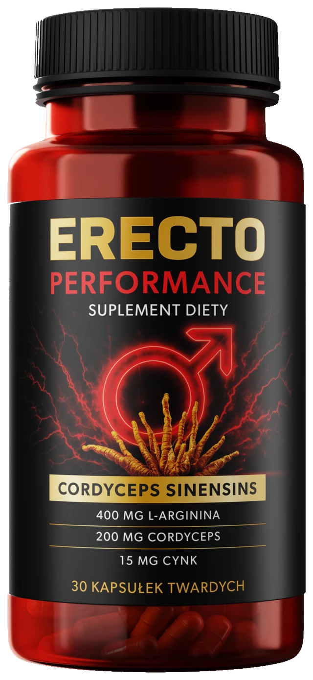 Erecto Performance – czerwony słoik, 30 kapsułek: L-arginina 400 mg, Cordyceps sinensis 200 mg, cynk 15 mg